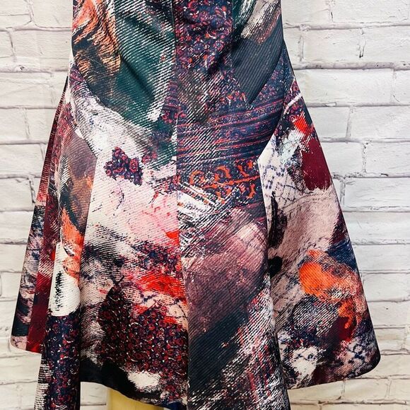 Prabal Gurung Womens Blue Orange Abstract Silk Mini Fit & Flare Dress Size 6 - Picture 5 of 12